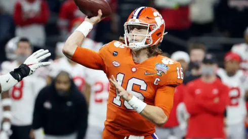Trevor Lawrence during a college game with Clemson. (Getty)