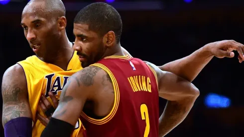 Kyrie Irving and Kobe Bryant during their last meeting on an NBA court. (Getty)
