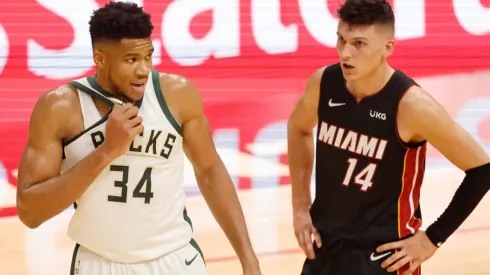 Giannis Antetokounmpo & Tyler Herro. (Getty)
