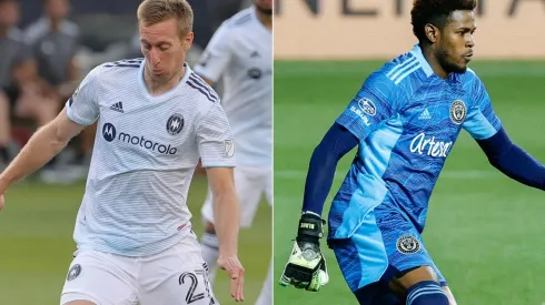 Robert Beric of Chicago Fire (left) and Andre Blake of the Philadelphia Union (right). (Getty)
