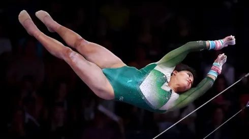 Alexa Moreno in action at the 2018 Artistic Gymnastics World Championships. (Getty)
