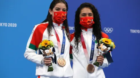 Bronze medalists Alejandra Orozco Loza and Gabriela Agundez Garcia of Team Mexico (Getty).
