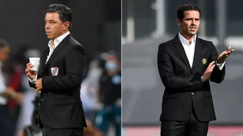 River Plate boss Marcelo Gallardo (left) and Aldosivi coach Fernando Gago. (Getty)
