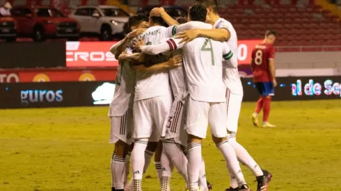 Mexico celebrate their goal (Getty).
