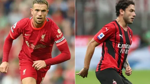 Jordan Hederson of Liverpool (left) and Davide Calabria of AC Milan (Getty).
