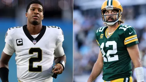 Jameis Winston (left) & Aaron Rodgers. (Getty)
