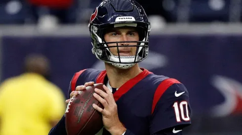 Davis Mills in action for the Houston Texans during the 2021 NFL preseason.
