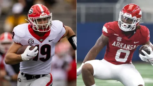 Brock Bowers of Georgia Bulldogs (left) and AJ Green of Arkansas
