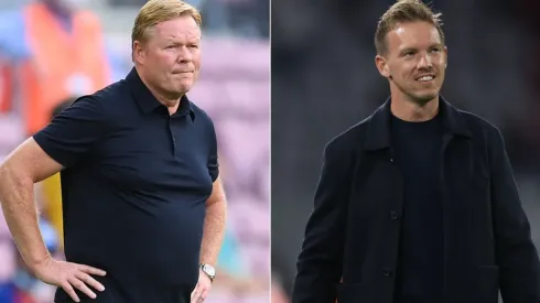 Barcelona manager Ronald Koeman (left) and Bayern coach Julian Nagelsmann.
