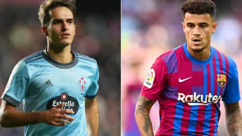 Denis Suarez of Celta Vigo (left) and Philippe Coutinho of Barcelona (right)
