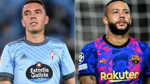 Iago Aspas of Celta Vigo (left) and Memphis Depay of Barcelona (right)
