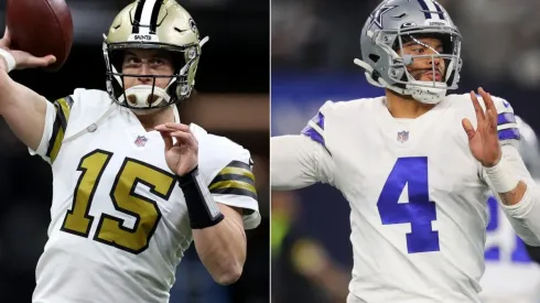 Trevor Siemian of the New Orleans Saints (left) and Dak Prescott of the Dallas Cowboys (right)
