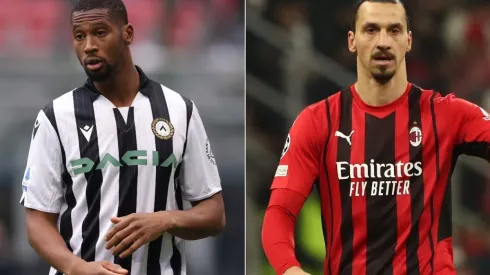 Beto of Udinese (left) and Zlatan Ibrahimovic of Milan (right)
