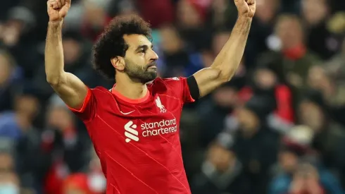 Mohamed Salah of Liverpool celebrates after scoring