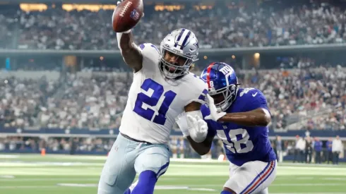 Ezekiel Elliott runs for a touchdown against the Giants earlier this 2021 NFL season.
