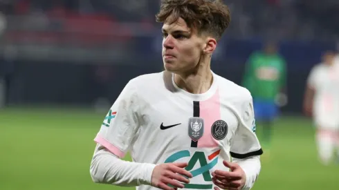 Edouard Michut of Paris Saint-Germain reacts during a French Cup.
