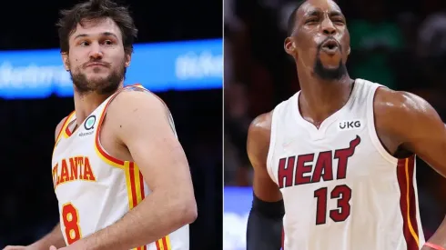 Danilo Gallinari of the Atlanta Hawks (left) and  Bam Adebayo of the Miami Heat (right)
