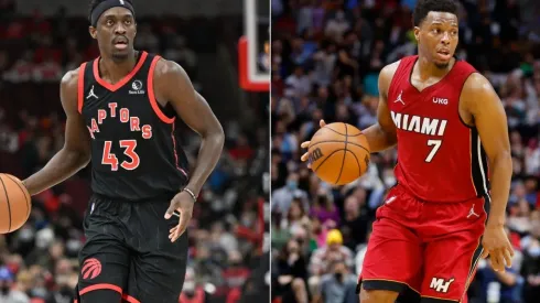 Pascal Siakam of the Toronto Raptors and Kyle Lowry of the Miami Heat
