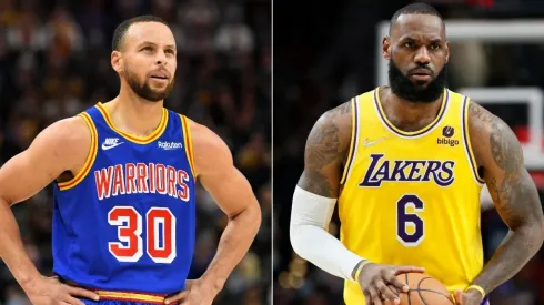 Stephen Curry of the Golden State Warriors and LeBron James of the Los Angeles Lakers
