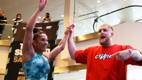 Jake Paul and his promoted boxer Amanda Serrano
