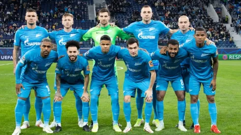 Team picture of Zenit during the 2021-22 UEFA Champions League.
