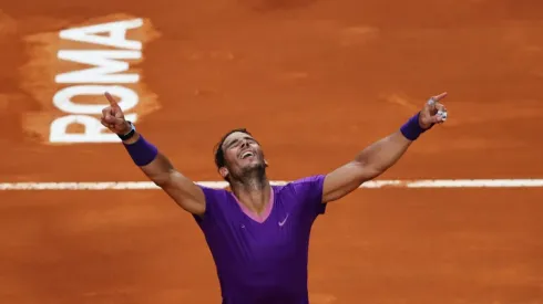 Rafael Nadal of Spain celebrate winning match point
