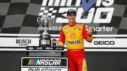 Joey Logano, winner of the Enjoy Illinois 300
