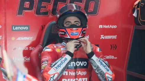 Francesco Bagnaia, poleman in Germany, prepares to start on box
