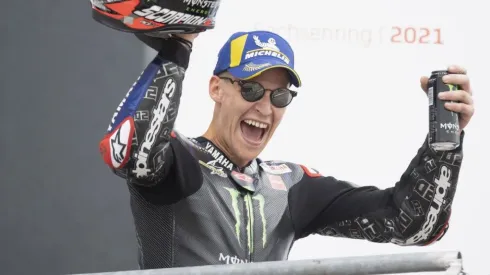 Fabio Quartararo celebrates his podium in Germany