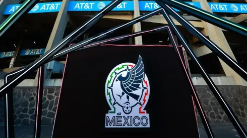 Logo of Mexico national football team outside Azteca Stadium
