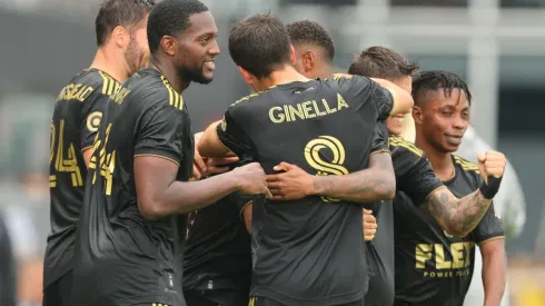 Ismael Tajouri of Los Angeles FC celebrates with teammates