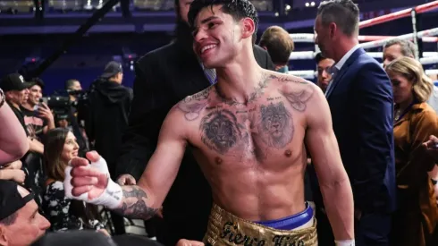 Ryan Garcia walks out of the ring after defeating Emmanuel Tagoe
