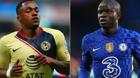 Alex Ibarra Mina of America (L) and Ngolo Kante of Chelsea (R)