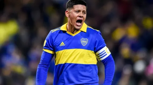 Marcos Rojo of Boca Juniors celebrates after scoring
