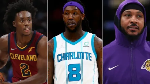 Collin Sexton, Montrezl Harrell and Carmelo Anthony
