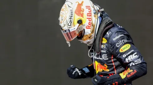 Max Verstappen celebrates finishing in first position during the F1 Grand Prix of France
