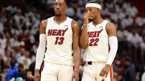 Bam Adebayo (left) and Jimmy Butler.
