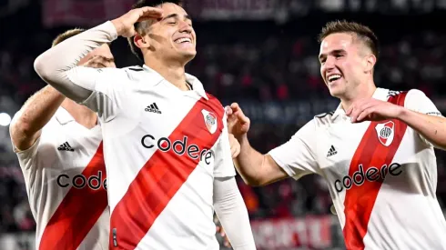 Pablo Solari of River Plate celebrates after scoring
