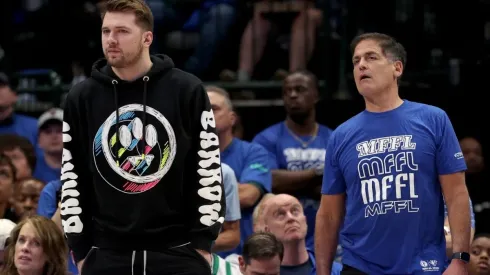 Luka Doncic (left) and Mark Cuban.