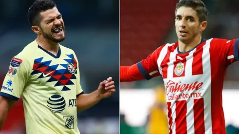 Henry Martín of America (L) and Isaac Brizuela of Chivas (R)