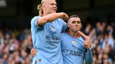 Erling Haaland and Phil Foden of Manchester City