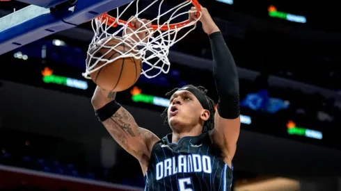 Paolo Banchero of the Orlando Magic dunks the ball
