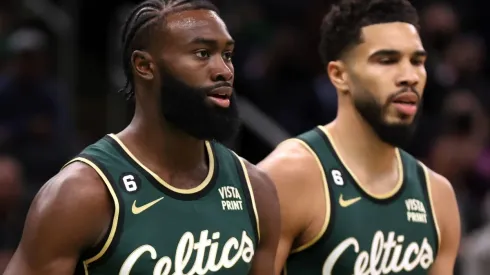 Jaylen Brown and Jayson Tatum of the Boston Celtics
