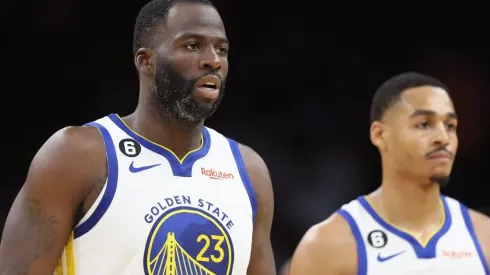 Draymond Green and Jordan Poole of the Golden State Warriors
