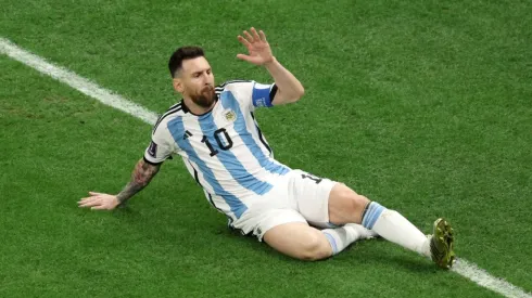 Lionel Messi of Argentina celebrates after scoring
