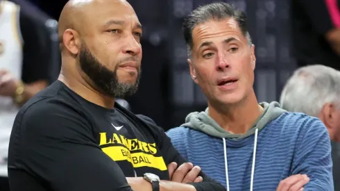 Head coach Darvin Ham and VP Basketball Operations Rob Pelinka of the Los Angeles Lakers
