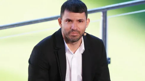 Sergio Kun Aguero during a press conference with FC Barcelona
