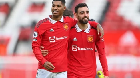 Marcus Rashford and Bruno Fernandes of Manchester United