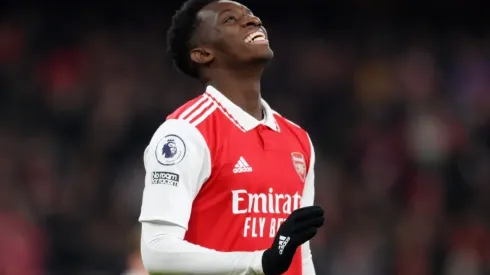 Eddie Nketiah of Arsenal during the Premier League match with Manchester United
