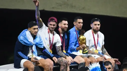 Argentine players during their World Cup victory parade.
